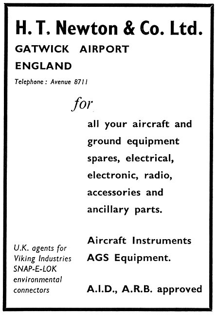 H.T.Newton. Gatwick:  Aircraft Electrical Parts Stockists        