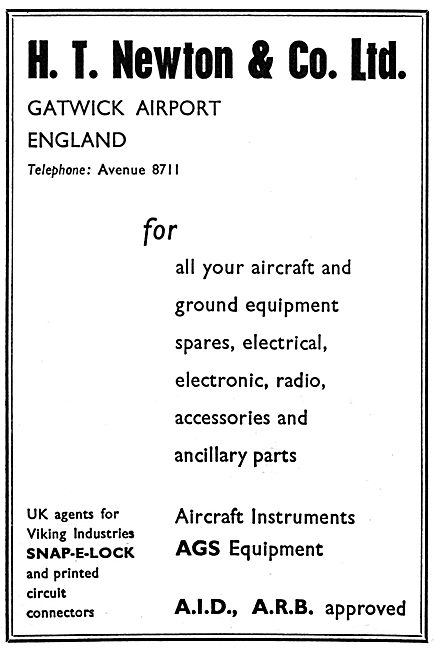 H.T.Newton. Gatwick:  Aircraft Electrical Parts Stockists        