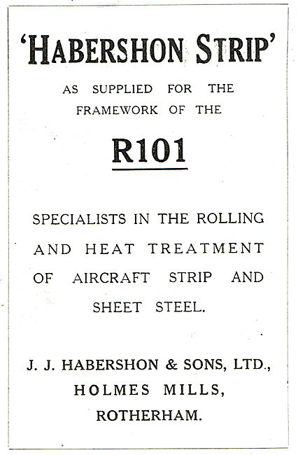 Habershon Strip Steel As Supploed For The Framework Of The R101  