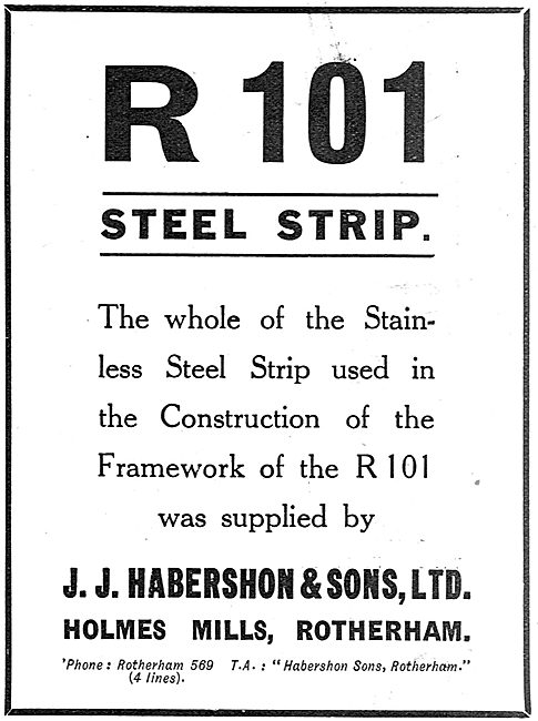 Habershon Steel Strip For The R101 Airship Framework             