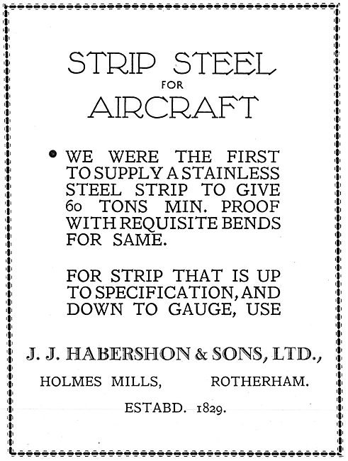 Habershon Strip Steel For Aircraft                               