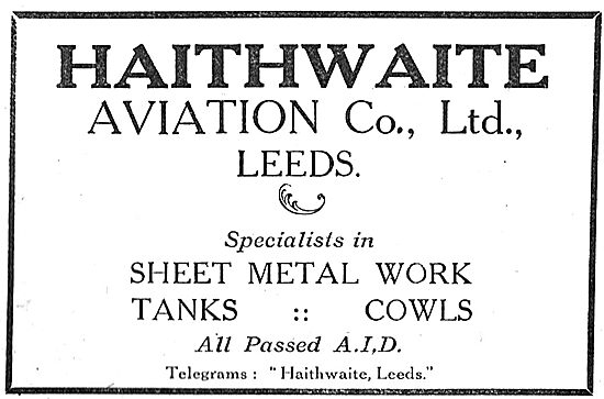 Haithwaite Aviation Co - Sheet Metal Work. 10, Alfred St, Leeds  