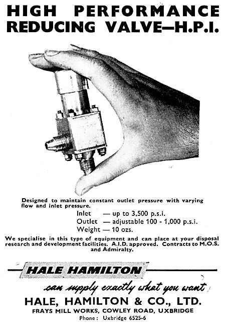 Hale Hamilton & Co - Pressure Reducing Valves For Gases & Liquids