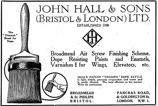 John Hall & Sons:  Airscrew Finishing Scheme. Dopes & Enamels    