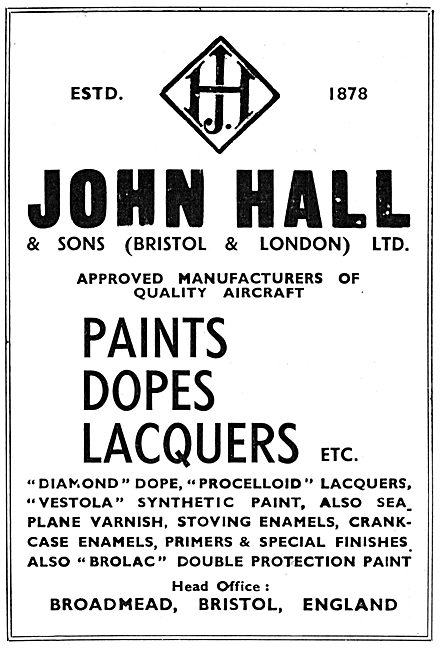 Halls Aircraft Finishes. Paints, Dopes & Lacquers                