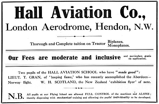 Hall School Of Flying - Hendon 1914                              