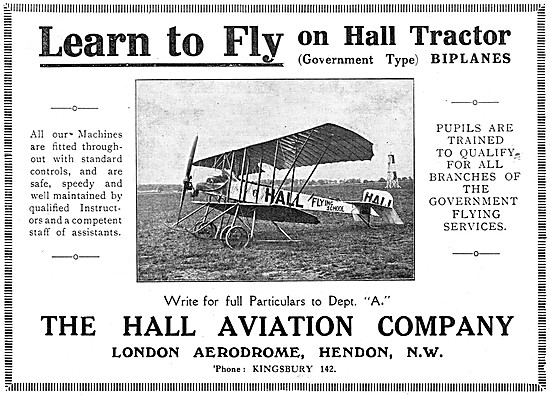 Hall School Of Flying - Hall Tractor Biplanes                    