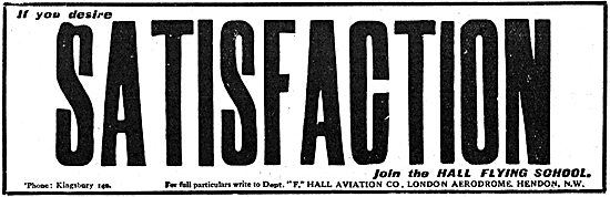 Hall School Of Flying - Hall Aviation Hendon 1917                