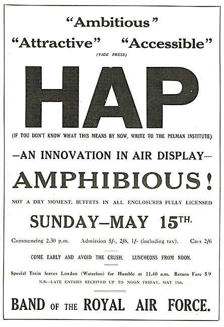 Hampshire Aeroplane Club Air Pageant  May 1927                   