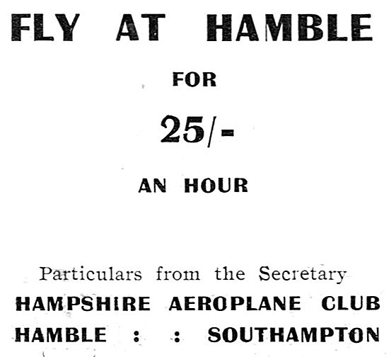 The Hampshire Aeroplane Club. Hamble,Southampton 1931            
