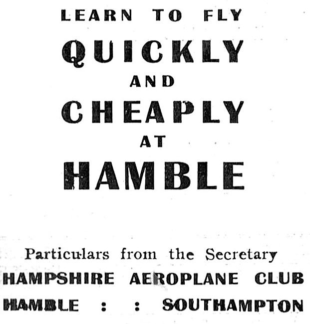 The Hampshire Aeroplane Club. Hamble,Southampton 1931            