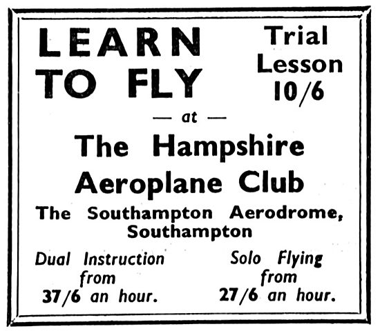 The Hampshire Aeroplane Club, Southampton 1933                   