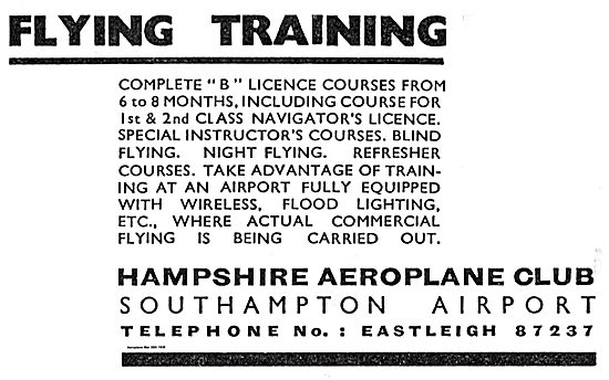 The Hampshire Aeroplane Club, Southampton                        