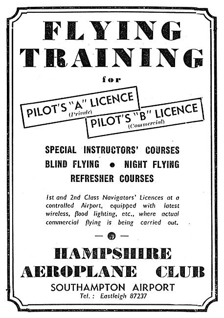 The Hampshire Aeroplane Club, Southampton                        