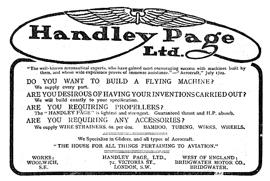 Handley Page Services For Aviators, Inventors & Constructors     