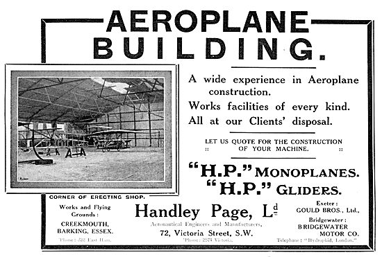 Handley Page Monoplanes & Gliders.                               
