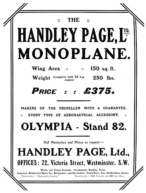 Handley Page Monoplane 1910                                      