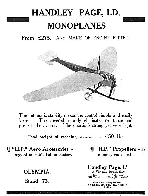 Handley Page Monoplanes                                          