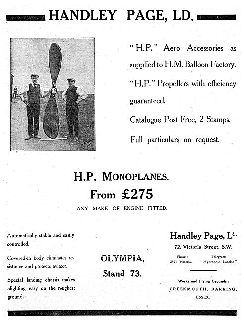 Handley Page Aeroplanes, Propellers & Accessories                