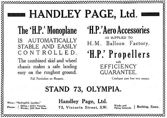 Handley Page H.P.Monoplane. H.P. Aero Accessories                
