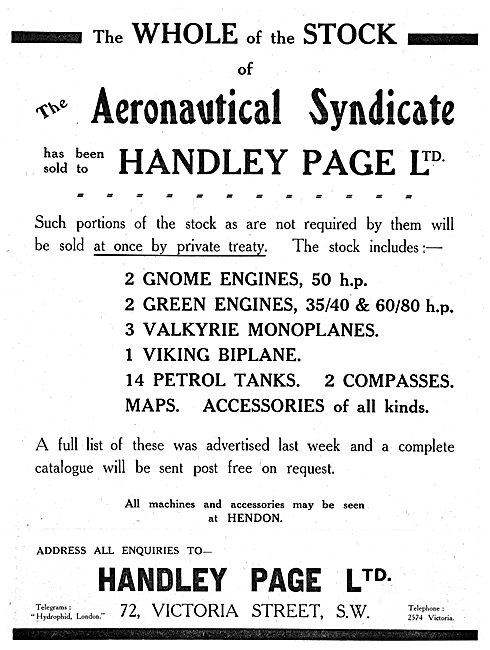 Handley Page Aircraft, Flying School & Accessories               