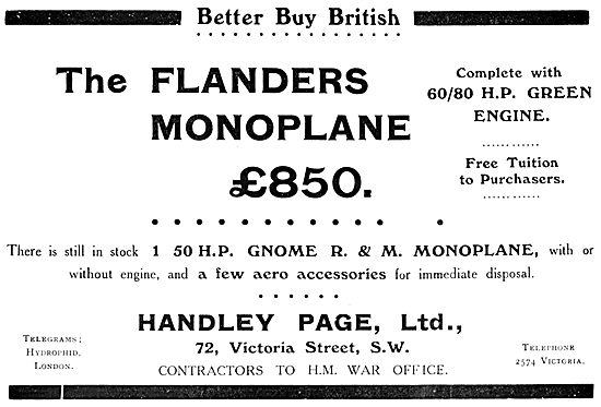 Handley Page Flanders Monoplane 1912                             