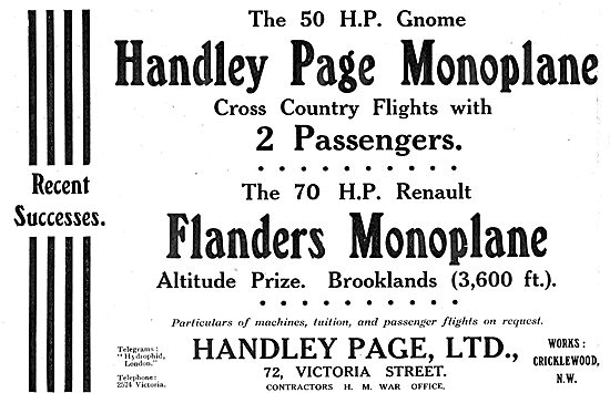 Handley Page Flanders Monoplane Wins Altitude Prize At Brooklands