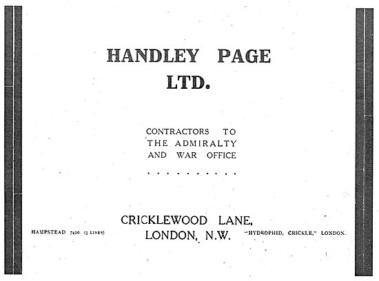 Handley Page - Aeronautical Engineers. Government Contractors    