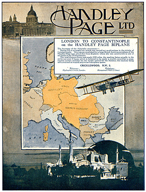 Handley Page London To Constantinople Flight                     