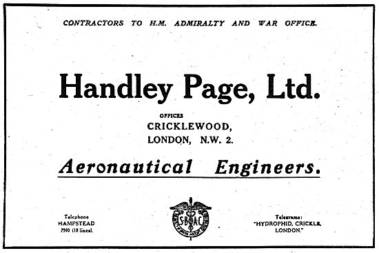 Handley Page, Cricklewood.  Aeronautical Engineers               