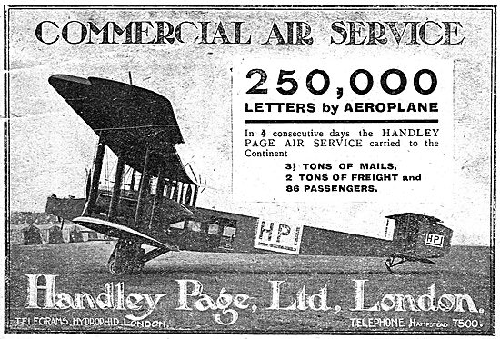 250,000 Letters Delivered By Handley Page Air Service            