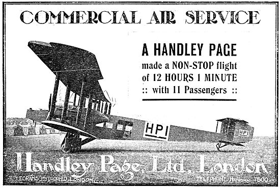 Handley Page Commercial Air Service - HP1                        