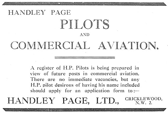 Handley Page Commercial Pilots Register                          