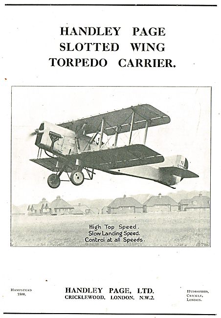 Handley Page Slotted Wing Torpedo Carrier Aircraft               