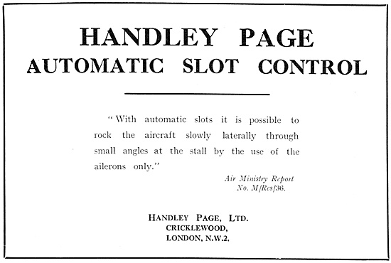 Handley Page Slots 1929                                          