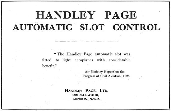 Handley Page Automatic Slot Control Testimonial - Air Ministry   