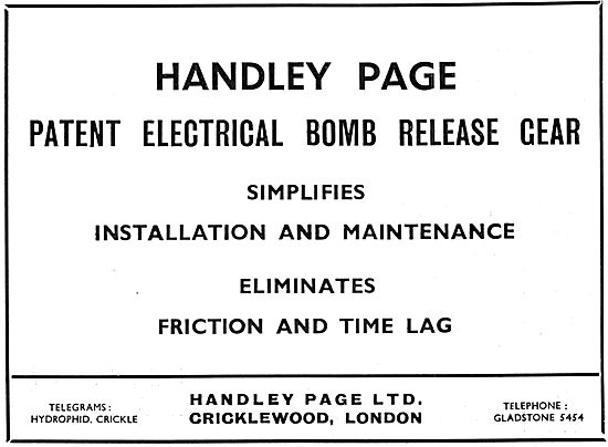 Handley Page Patent Electrical Bomb Release Gear 1933            