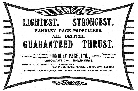 Handley Page British Aeroplane Propellers - Guaranteed Thrust    