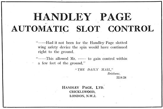 Handley Page Automatic Slot Control - Daily Mail Article         