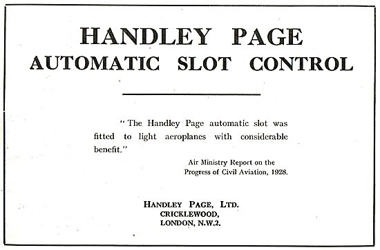 Handley Page Automatic Slot Control: Air Ministry Report         