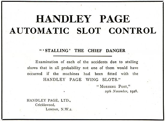 Handley Page Automatic Slot Control: The Morning Post            