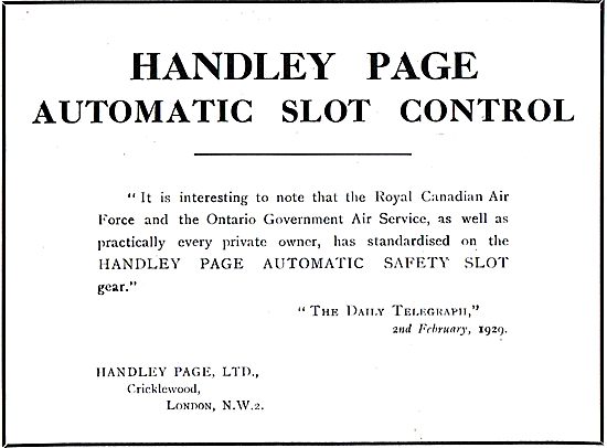 Handley Page Automatic Slot Control: The Daily Telegraph         