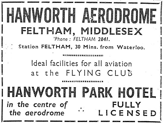 Hanworth Aerodrome, Fletham. Hanworth Flying Schools             