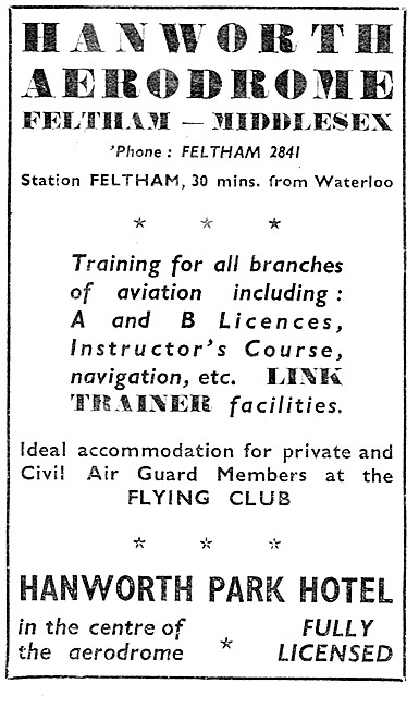 Hanworth Flying Clubs - Hanworth Park Hotel 1939                 