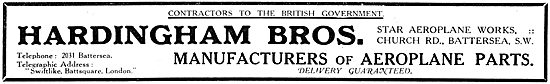 Hardingham Bros. WW1 Battersea - Manufacturers Of Aeroplane Parts