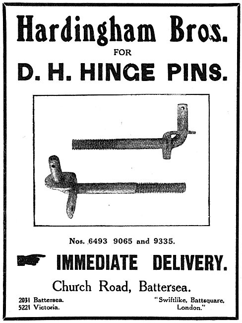 Hardingham Bros - Manufacturers Of Aeroplane Parts               