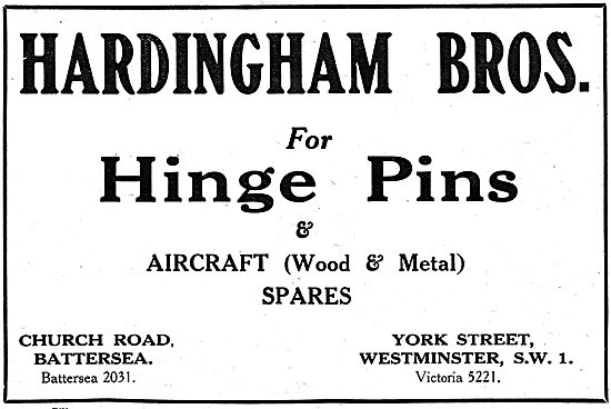 Hardingham Bros - Manufacturers Of Aircraft Parts                