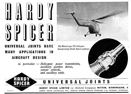 Hardy Spicer Universal Joints On The Bristol Type 171 Helicopter 