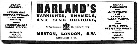 Harlands Varnishes & Enamels For Aircraft                        