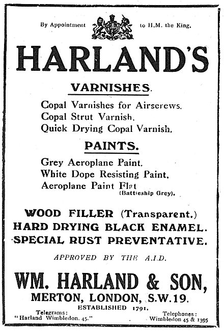 Harlands Varnishes & Enamels For Aircraft                        